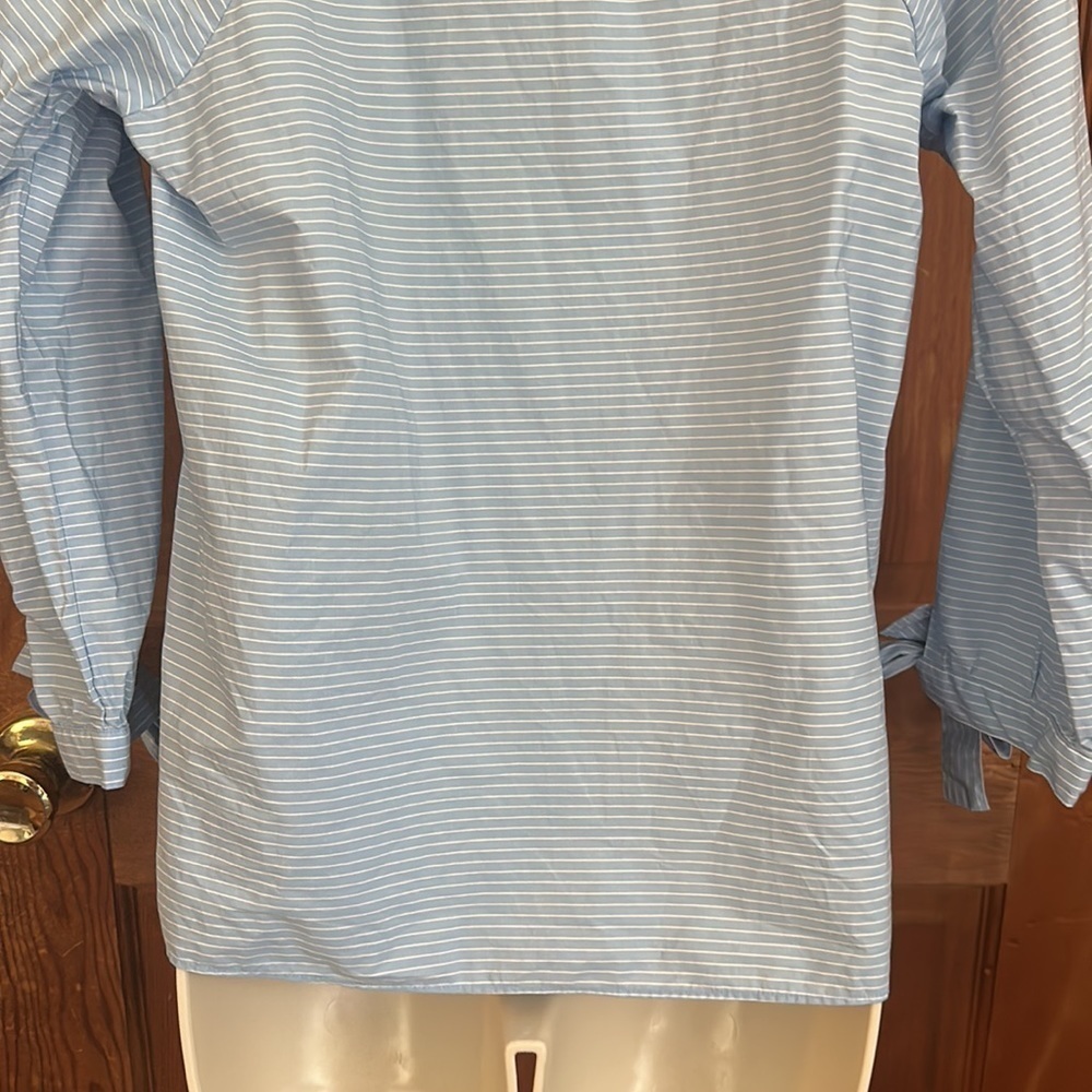 Madewell Striped Popover Top Classic Tie Sleeve Blue G1892 Size XXS - Picture 9 of 14